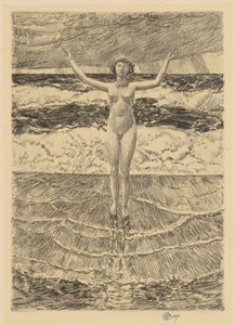 雨の雫と波、1921年。 作： Frederick Childe Hassam