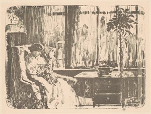 広いカーテン、1918年。 作： Frederick Childe Hassam