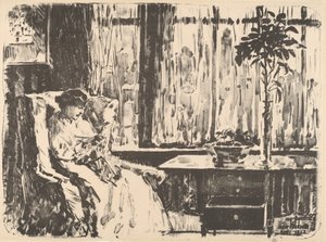 広いカーテン、1918年。 作： Frederick Childe Hassam