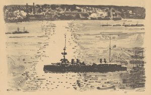 フランス巡洋艦、1918 年。 作： Frederick Childe Hassam