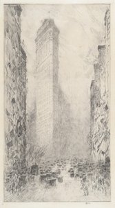 ワシントンの誕生日 - 5 番街と 23 番街、1916 年。 作： Frederick Childe Hassam