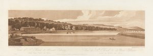 1802 年にセベ橋から撮影した聖クラウドとカルバリー山の眺め。 パリの景色からのプレート 18、プレート B1981.25.2627 のエマニュエル ボリューム トレース 作： Frederick Christian Lewis the Elder