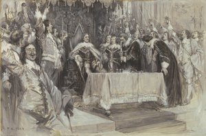 1657 年 6 月 26 日、ウェストミンスター ホールで、保護者としてのクロムウェルの 2 回目の設置 作： Frederick Coffay Yohn