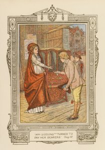 シドンズ夫人は担ぎ手たちにお金を払おうとした」（カラーリトグラフ） 作： Frederick Colin Tilney
