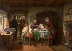 赤ちゃんの誕生日、1867年 作： Frederick Daniel Hardy