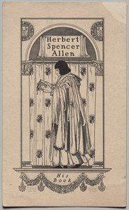 ブックプレート: ハーバート・スペンサー・アレン、彼の本が刻まれています 作： Frederick Garrison Hall
