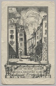 ブックプレート: ウィリアム・トルーマン・アルドリッチとドーテア・ダベンポート・アルドリッチ、Ex Libris 刻印 作： Frederick Garrison Hall