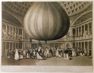パンテオンの内部ビュー、オックスフォードストリート、ロンドン、1785（アクアチント） 作： Frederick George Byron