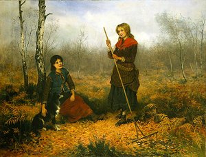 Gathering Leaves（油彩・キャンバス） 作： Frederick Gerald Kinnaird