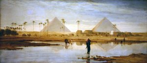 ピラミッドの近くの村へのフォード 作： Frederick Goodall