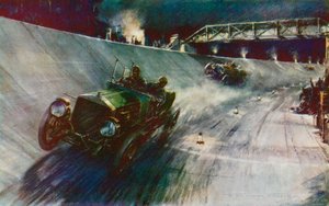 1907 年、ネイピアを片手で運転した S F エッジは、24 時間 60 mph を維持することに成功しました。 作： Frederick Gordon (after) Crosby