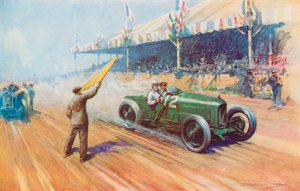 サー ヘンリー セグレイブは、トゥール サーキットで 2 リットルのサンビームを使用して、グランプリでイギリス人初の勝利を収めました (カラー リソ) 作： Frederick Gordon (after) Crosby