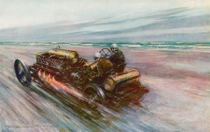 アルジャーノン・ギネス卿バートが1908年に時速120マイルを達成した有名な「200」ダラック（カラーリソ） 作： Frederick Gordon (after) Crosby