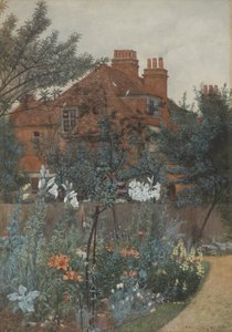1885年、ベッドフォードパークの庭園の眺め 作： Frederick Hamilton Jackson
