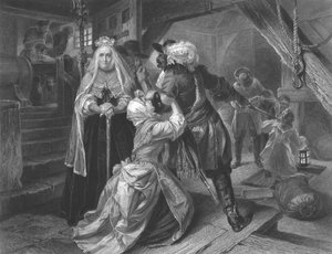 セジムーアの戦いから逃亡者を保護したアリス・ライルの逮捕、1685年、c1864 作： Frederick Heath