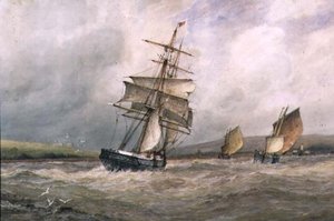 アダー川の河口（水彩画） 作： Frederick James Aldridge