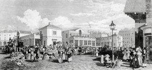 コベントガーデンマーケット、1832 作： Frederick James Havell