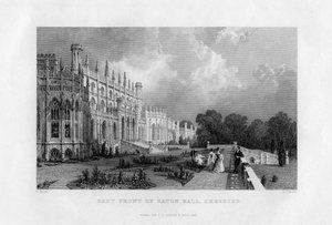 イートンホールのイーストフロント、チェシャー、1845 作： Frederick James Havell