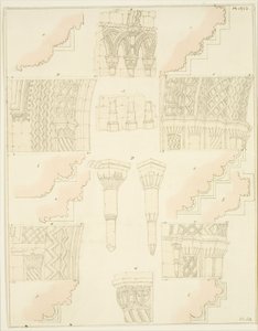 College Gatewayの詳細（紙に鉛筆で書いたもの 作： Frederick Mackenzie