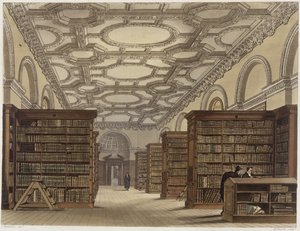 ダニエルハヴェル（1785-1826）によって刻まれた「ケンブリッジの歴史」からのケンブリッジの公共図書館の内部。 R.アッカーマン、1815年（アクアチント色）