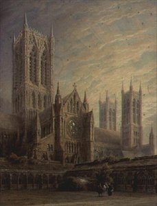 19世紀の回廊からのリンカーン大聖堂 作： Frederick Mackenzie