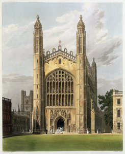 ダニエルハヴェル（1785-1826）によって刻まれた「ケンブリッジの歴史」からのケンブリッジのキングスカレッジチャペルのウエストエンド。 R.アッカーマン、1815年（アクアチント色） 作： Frederick Mackenzie