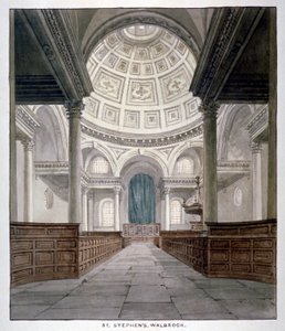セント スティーブン ウォルブルック教会、ロンドン市、1840 年頃。 作： Frederick Nash