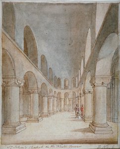セント ジョンズ チャペルの内部ビュー、ロンドン塔、c1810 作： Frederick Nash