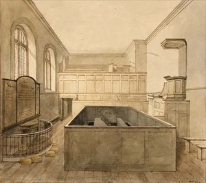 ザ・チャペル、ニューゲート刑務所（水彩画 作： Frederick Nash