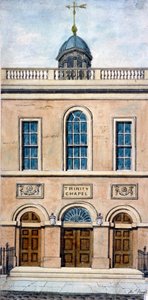 トリニティ チャペル、コンジット ストリート、ウェストミンスター、ロンドン、1801 年。 作： Frederick Nash