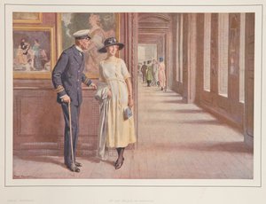 ステート アパートメントの海軍将校と女性 作： Frederick Pegram