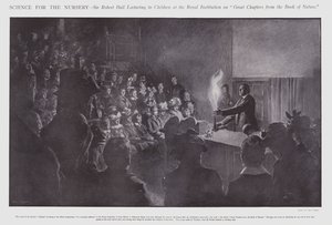 英国王立研究所で子供たちに講義するロバート・ボール卿（リトグラフ 作： Frederick Pegram
