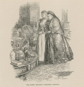女王はクリスマスプレゼントを選択 作： Frederick Pegram