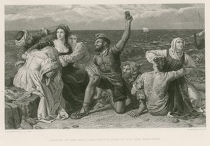 囚人のためにサイコロで遊ぶ地中海の海賊（彫刻 作： Frederick Richard Pickersgill