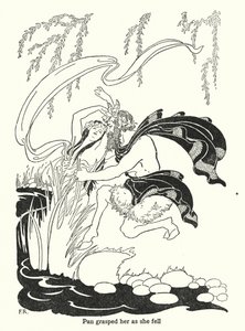 パンは倒れた彼女をつかんだ（リトグラフ） 作： Frederick Richardson