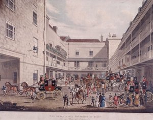 1831 年、ロンドン、ラッド レーンのロイヤル メール コーチ