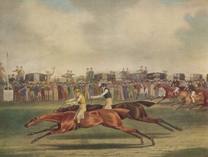 「ニューマーケットでマザーファッカーを殴るジョシュア卿」、c1816、1929 作： Frederick Rosenberg