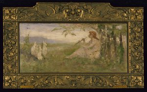 うさぎを連れた少女、1886年。 作： Frederick Stuart Church