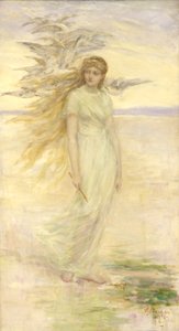 バイキングの娘、1887年。 作： Frederick Stuart Church