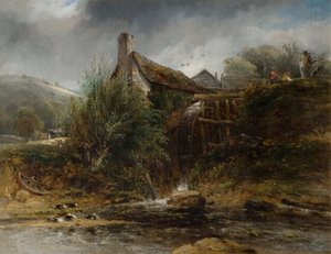 トットネス近くの水車小屋、デヴォン、1834 年。 作： Frederick W Watts
