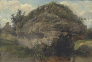 ロッキーヒルサイド、1830年頃（ミルボードに油彩） 作： Frederick Waters Watts