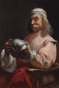 困窮している友人、ヘルメットを見ている男性のポートレート (クロモリト) 作： Frederick William Davis