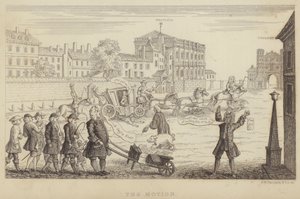 モーション：1741年にロバート・ウォルポール卿を首相から引きずり下ろそうとする議会の動きを風刺したもの（版画 作： Frederick William Fairholt