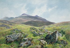 風景、スノードン（水彩） 作： Frederick William Hayes