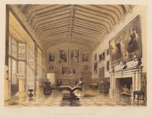Charlecote Great Hall (アクアティント) 作： Frederick William Hulme