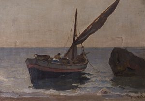 海岸のボート、20世紀初頭 作： Frederick William Jackson