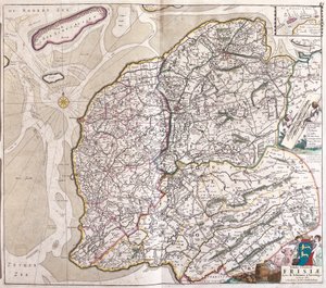 フリースラント州（ドイツ）の地図（エッチング 作： Frederick de Wit