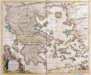 ギリシャの地図（銅版画 作： Frederick de Wit