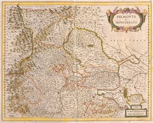 ピエモン（イタリア）の地図（銅版画 作： Frederick de Wit