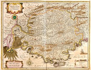 プロヴァンス(フランス)の地図(銅版画) 作： Frederick de Wit